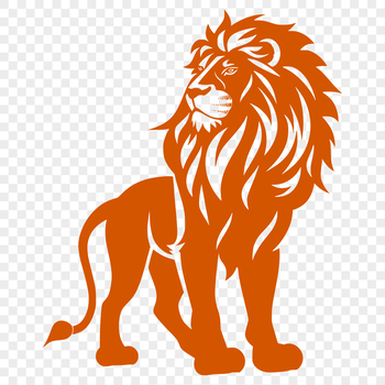 Illustration of a lion in full body standing pose, vector graphic design.