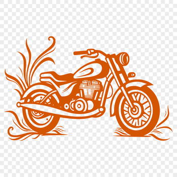 A detailed illustration of a motorbike with ornate design elements.