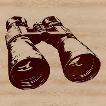 An illustration of binoculars designed for outdoor enthusiasts.