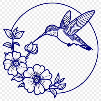 A colorful hummingbird in mid-flight, surrounded by floral patterns.