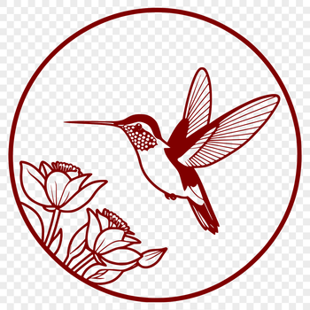 An illustration of a hummingbird bird surrounded by flowers, created as a high-quality SVG graphic.