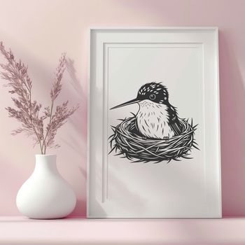 Illustration of a hummingbird in flight, suitable for vector design projects.