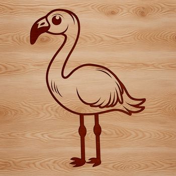A standing flamingo bird with long legs and neck, depicted in simple vector lines.