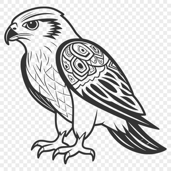 A detailed illustration of a falcon in mid-flight, suitable for vector art designs.