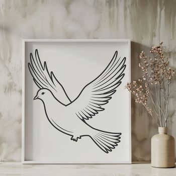 A white dove perched on a branch, symbolizing peace and serenity.