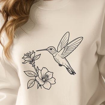 A colorful hummingbird perched on a flower, designed as vector art for digital use.