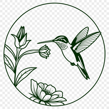 A colorful hummingbird perched on a floral branch, rendered in vector format.