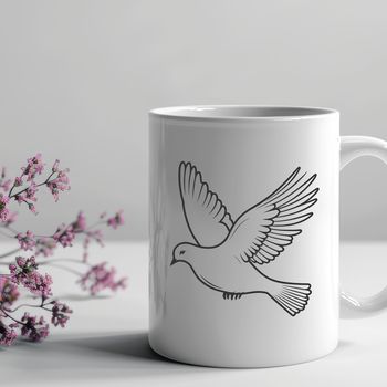 A detailed design of a white dove rendered as a scalable vector graphic (SVG) image.