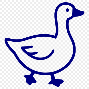 An illustration of a white goose in silhouette.