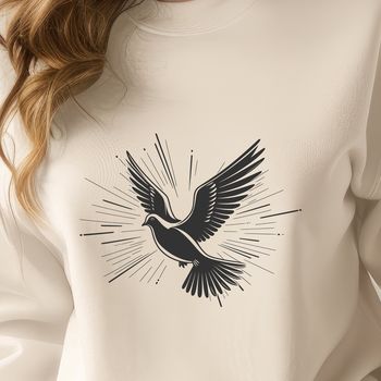 A simple illustration of a white dove in flight, suitable for use in vector design projects.