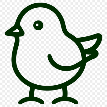A simple line drawing of a cute bird in full body pose, suitable for various digital designs.