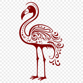 A full-body illustration of an ornate flamingo, depicted as a safari animal.