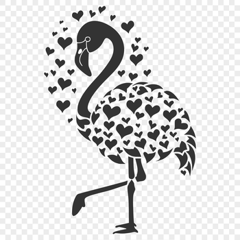 A full-body illustration of a flamingo in a natural setting, suitable for various design purposes.
