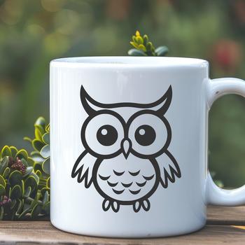 A simple line drawing of a full-body owl, suitable for vector design projects.