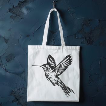 A high-quality illustration of a hummingbird in mid-flight, showcasing its full body and vibrant colors.