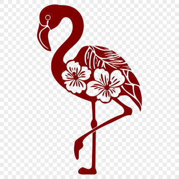 A standing flamingo bird in a full body pose, with stylized lines and minimal details.