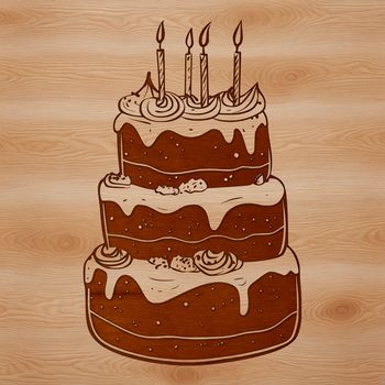 An editable vector graphic design featuring a birthday cake in a modern style.