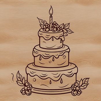 A colorful illustration of a birthday cake with candles and decorations, suitable for various designs and projects.