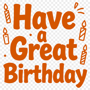 A stylized vector illustration of a happy birthday message in bold, playful font.