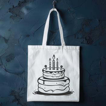 A colorful graphic illustration of a birthday cake, suitable for digital cutting machines like Cricut.