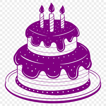 A colorful illustration of a traditional birthday cake with candles, suitable for vector art projects.