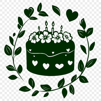 A colorful birthday cake with floral patterns and decorations, suitable for personal or commercial design projects.