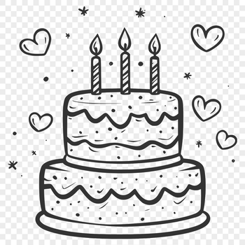 A colorful birthday cake decorated with love hearts and candles.