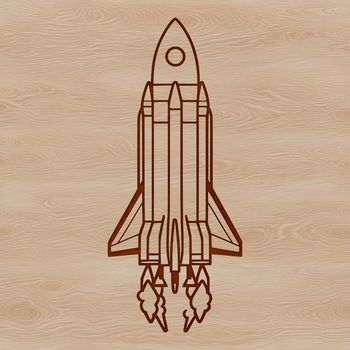 Illustrative 3D spaceship design with vector shapes for cutting machine or laser engraving.