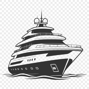 A simple illustration of a yacht in vector format, suitable for digital design and cutting machine applications.