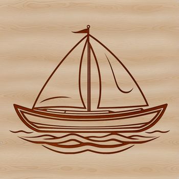 A simple line drawing of a boat in vector format.