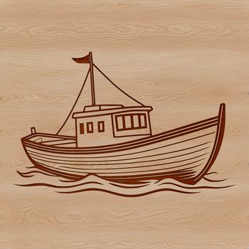 A scalable vector graphic (SVG) illustration of a boat with intricate details.