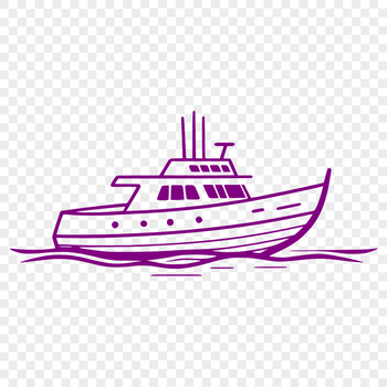 A detailed illustration of a boat in a variety of styles to suit various cutting machines and design software.
