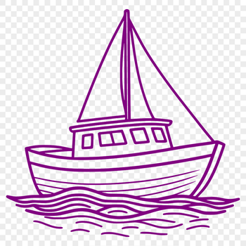 A simple line drawing of a sailboat, suitable for digital cutting and laser engraving.