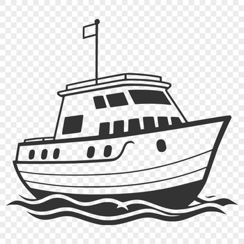 A detailed outline of a boat designed as vector art for digital use.
