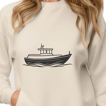 A simplified, scalable illustration of a boat, suitable for digital design and cutting machine projects.