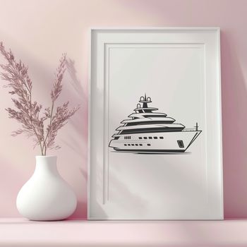 A detailed illustration of a yacht, suitable for vector graphics design.