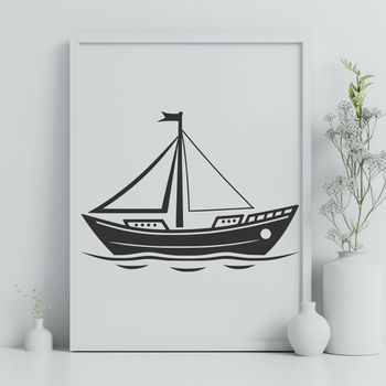 A simple boat design created as a scalable vector graphic (SVG) file.