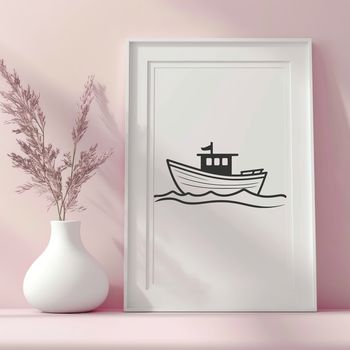 Illustrative representation of a boat in vector format suitable for digital cutting machines and design software.
