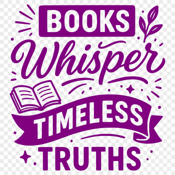 An SVG icon featuring a figure surrounded by open pages of a book with motivational quotes.