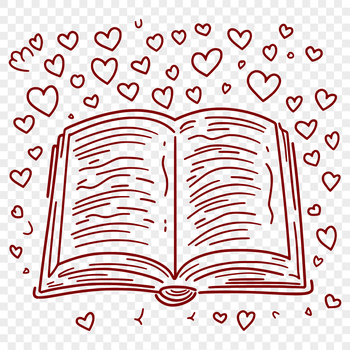 A heart-adorned book with educational elements, suitable for school and learning environments.