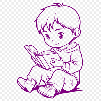 A stylized illustration of a closed book with pages and cover.