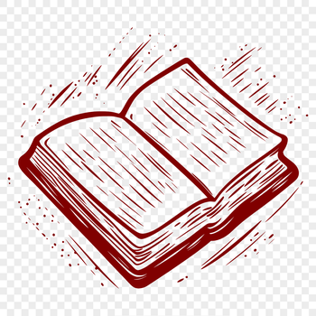 A vector graphic representation of a bound book with a cover.