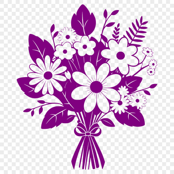 An illustration of a floral arrangement featuring various types of blooms in a symmetrical design.