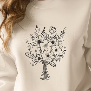 A stylized bouquet of flowers with varying petal shapes and colors, suitable for digital use in various formats.