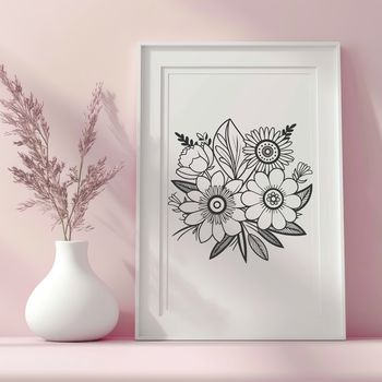An illustration of a floral arrangement featuring a mix of blooms.