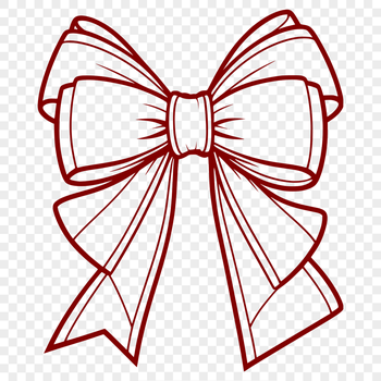 A decorative bow made up of curved lines and shapes.