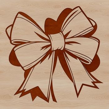 A stylized ribbon bow made up of interlocking loops, ideal for decorating gifts or presents.