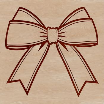 A colorful ribbon bow used as a decorative element on a gift or present.