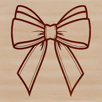 A simple, colorful bow made up of loops and curves, suitable for use in crafting and design projects.