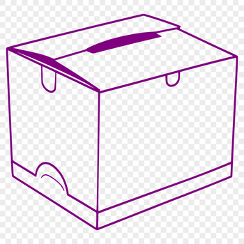 A geometric vector graphic representation of a simple box with straight lines.